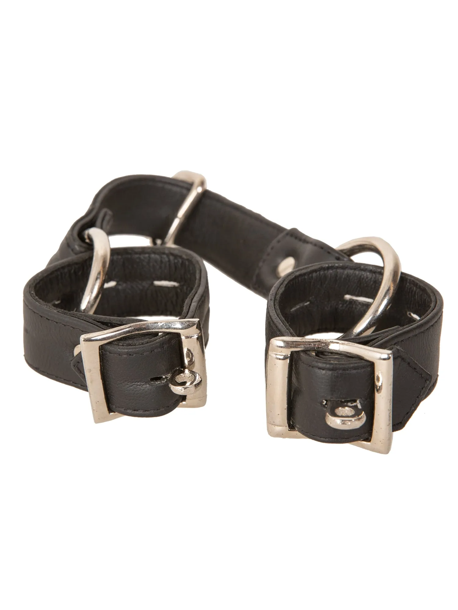 Black Lockable Leather Bondage Wrist Cuffs