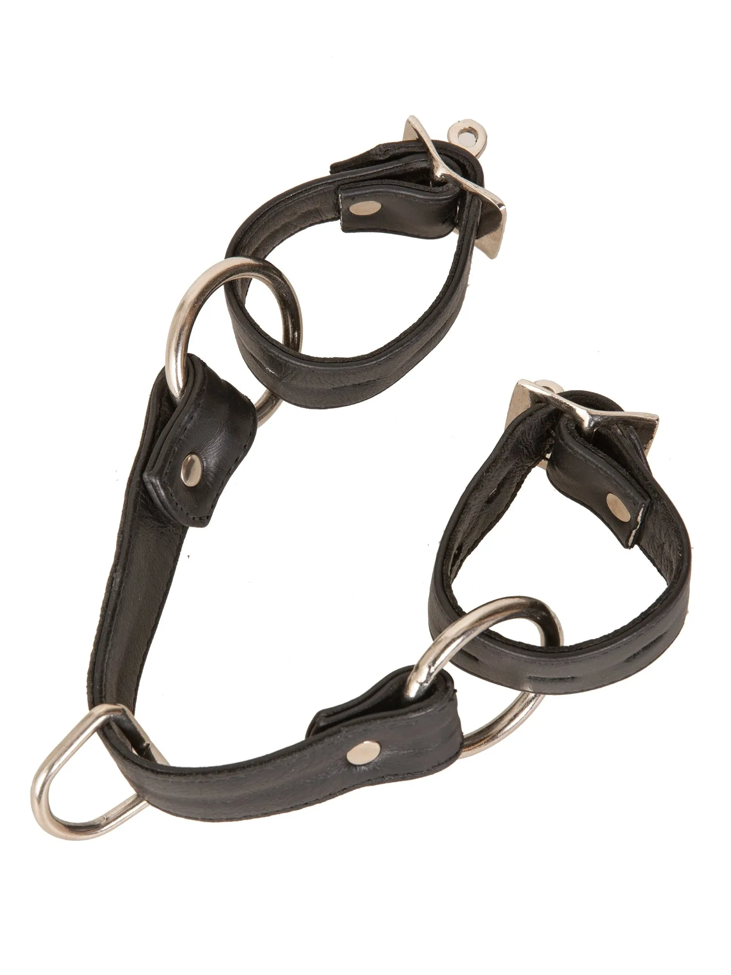 Black Lockable Leather Bondage Wrist Cuffs