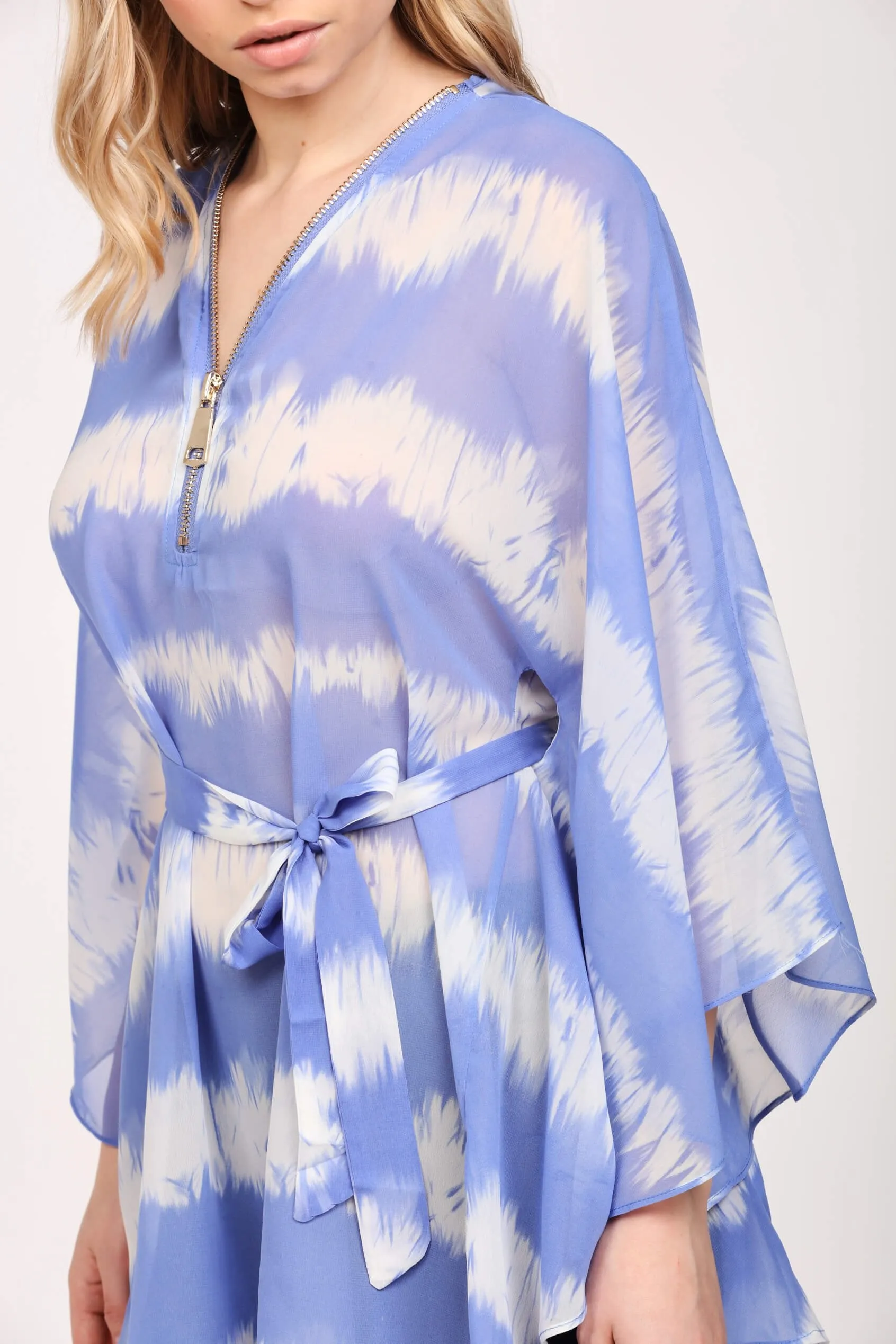 Blue Tie Dye Zip Kaftan