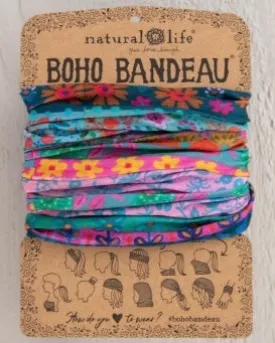 Boho Bandeau - Blue/Pink Borders