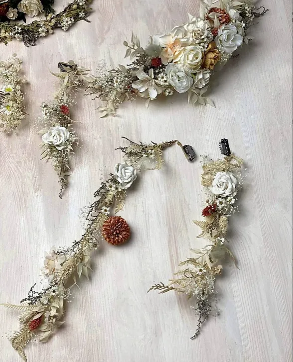 Boho headpiece with long braided vines/clips