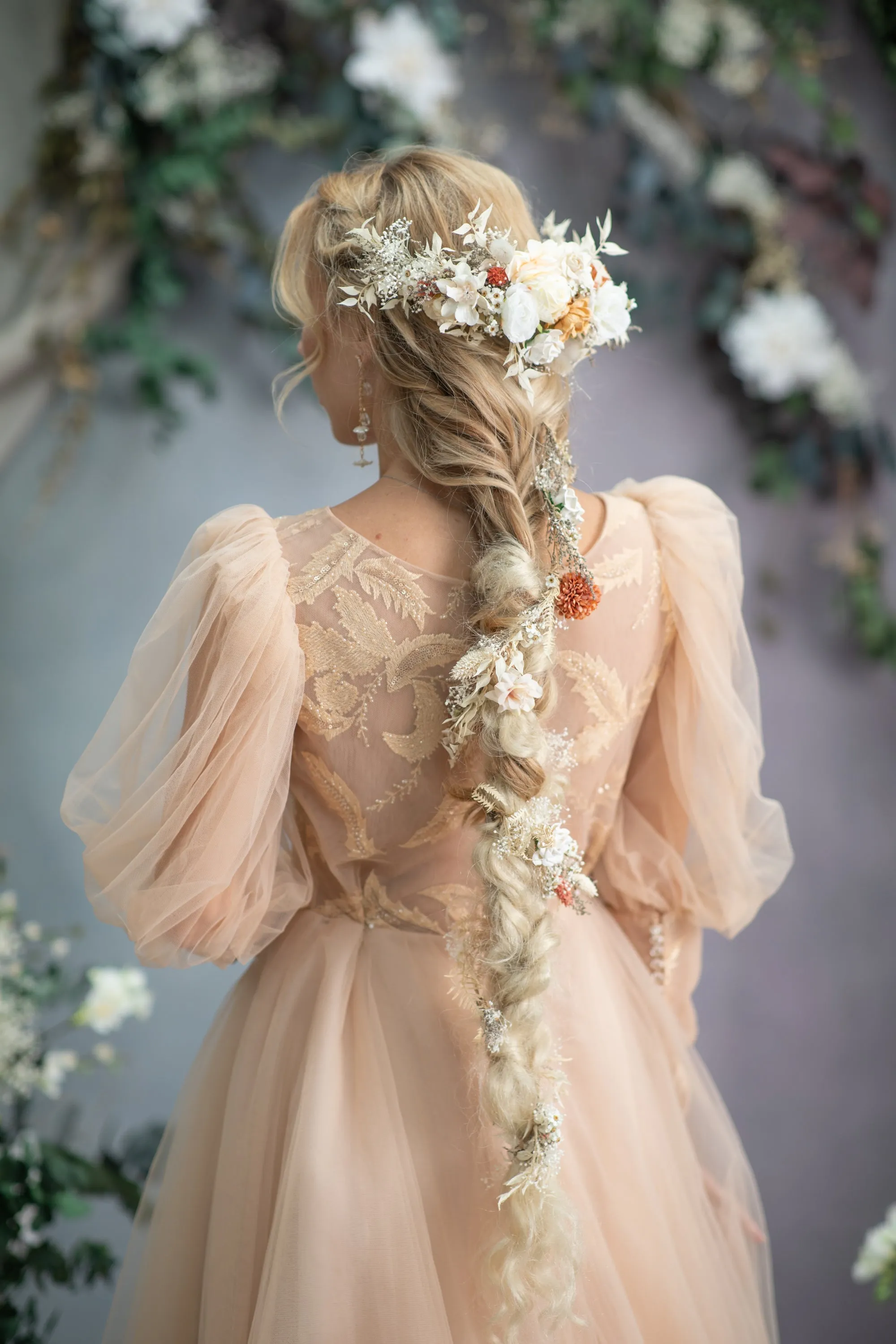 Boho headpiece with long braided vines/clips
