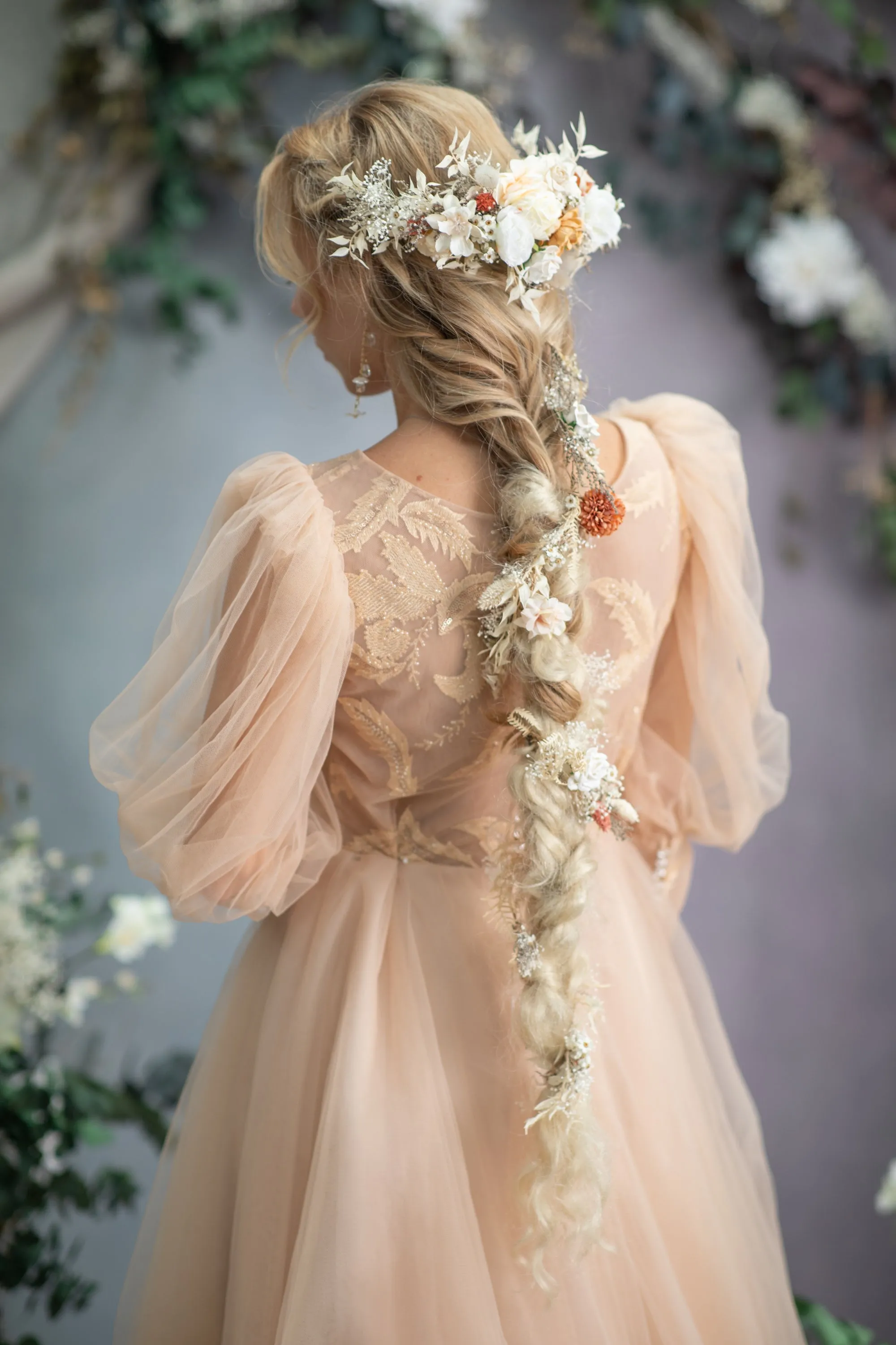 Boho headpiece with long braided vines/clips
