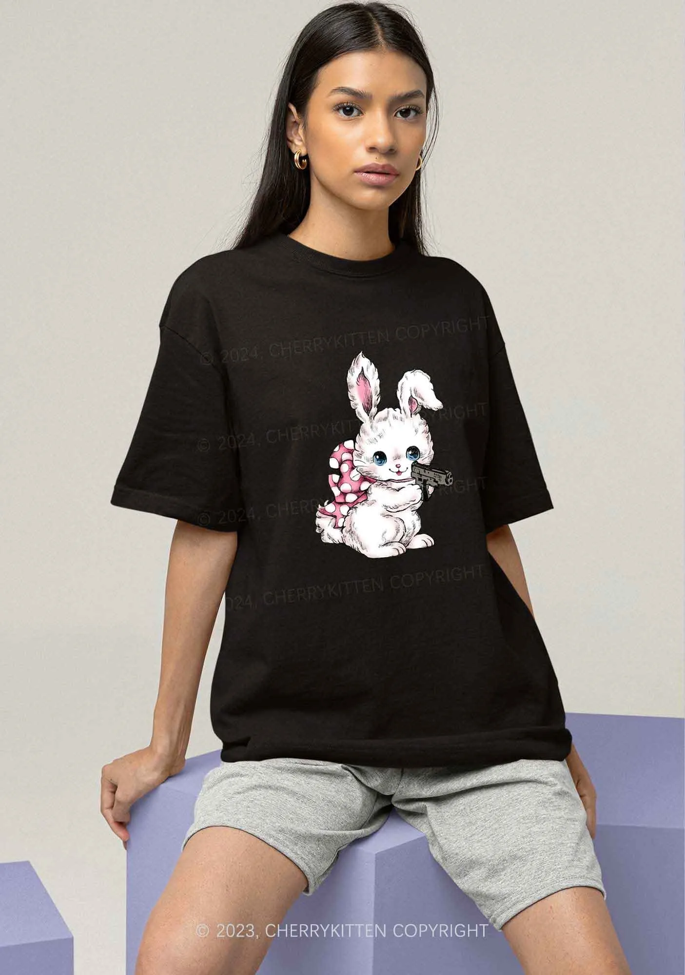 Bunny Shooting Y2K Chunky Shirt Cherrykitten