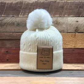 Cable Bobble Hat - Cream