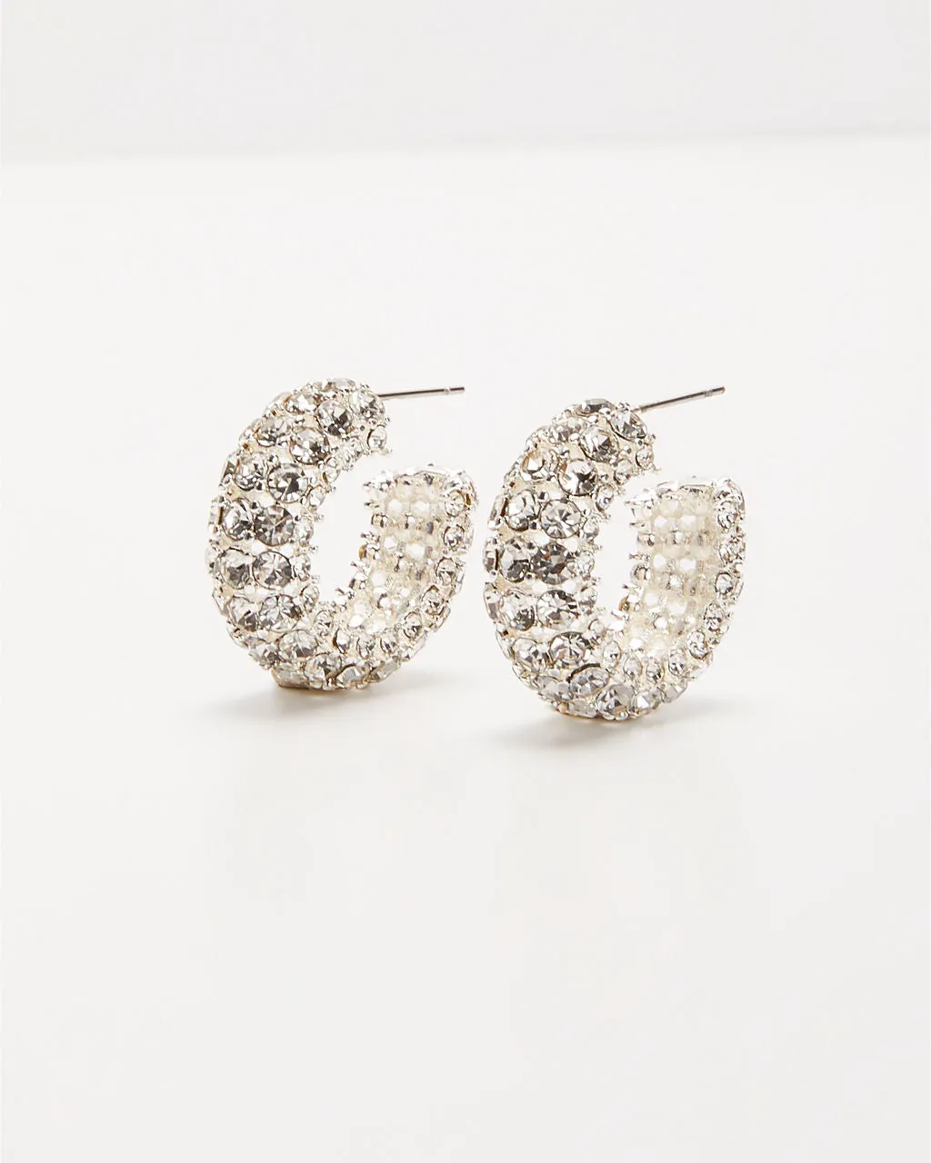Calise Rhinestone Open Hoop Earrings