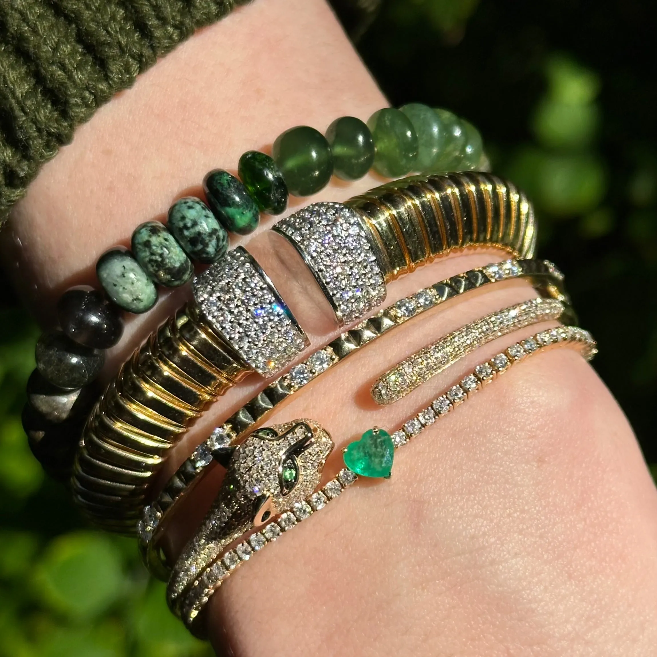 Camo Semiprecious Beaded Bracelet