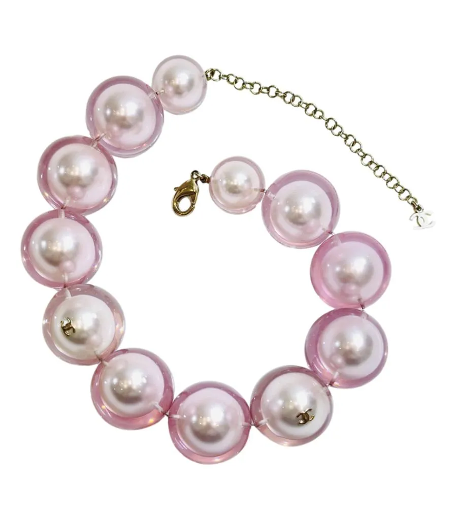 Chanel Ltd Edition Oversized 'CC' Logo Pearl Choker Necklace
