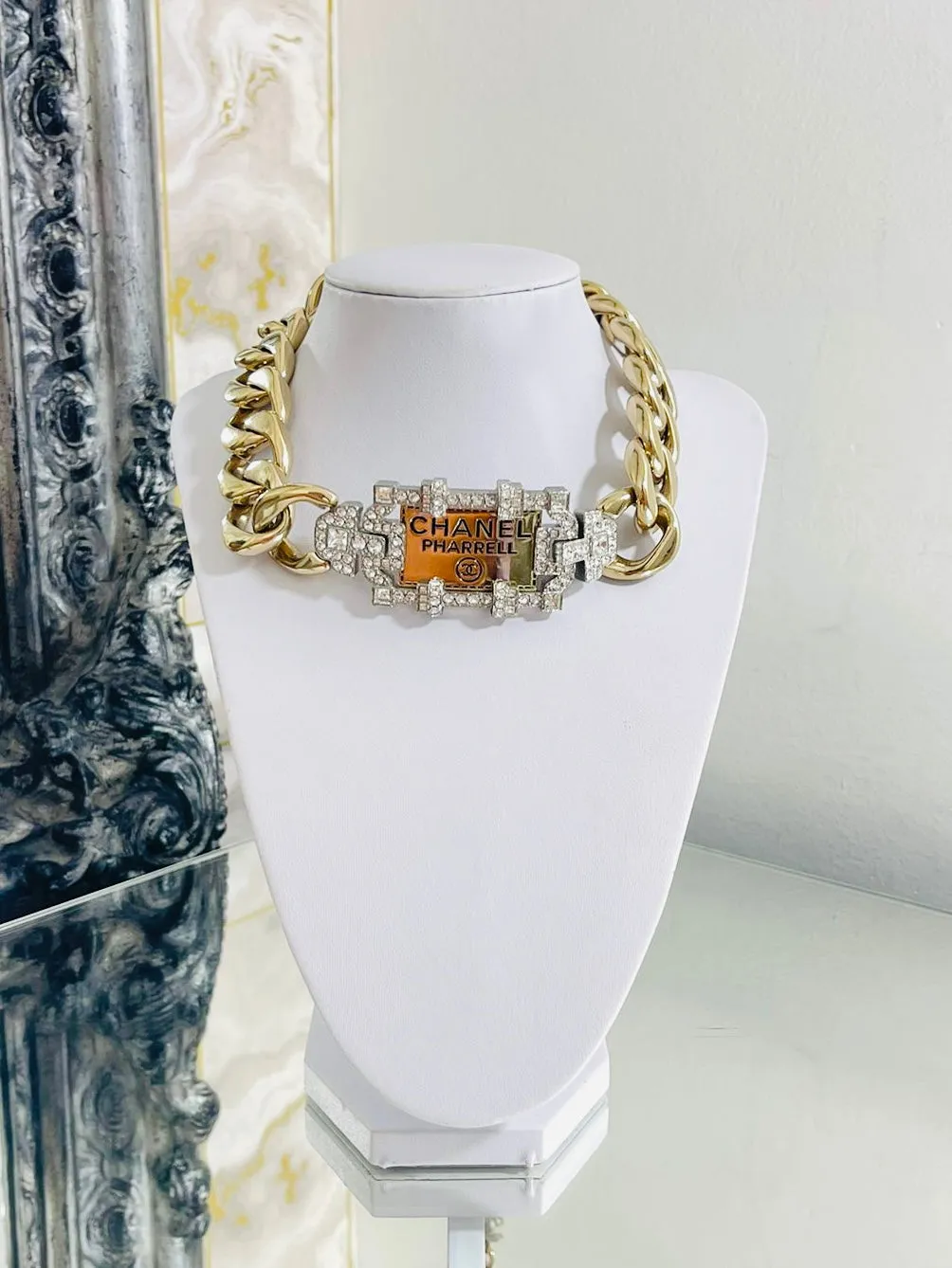 Chanel x Pharell Williams Chunky Chain & Crystal Choker Necklace