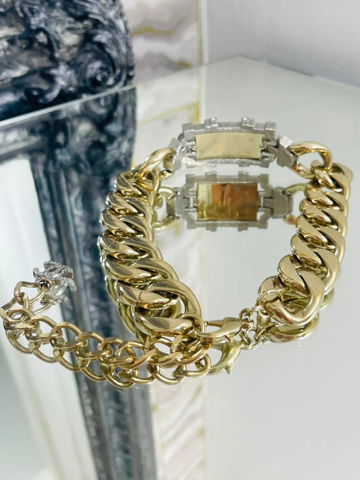 Chanel x Pharell Williams Chunky Chain & Crystal Choker Necklace