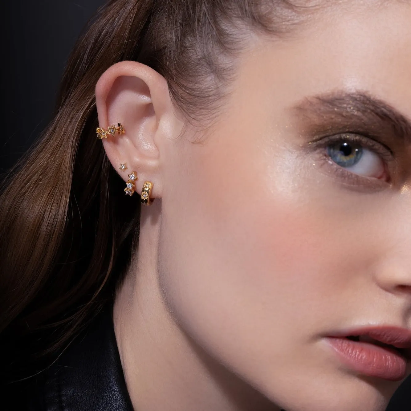 Cosmic Cluster Huggie Hoop Earrings