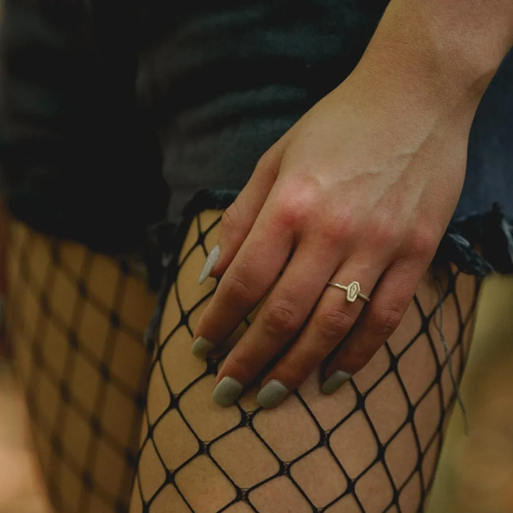 Dainty Coffin Stacking Ring; Halloween Ring