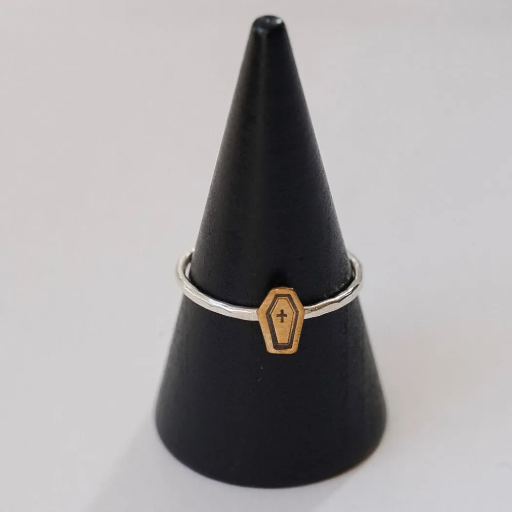 Dainty Coffin Stacking Ring; Halloween Ring