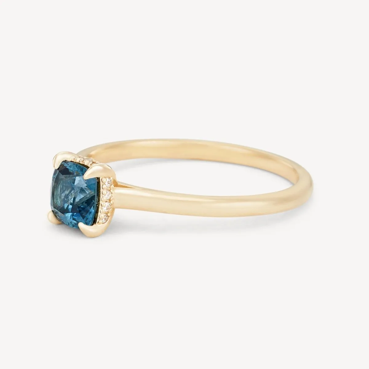 daydream bliss one-of-a-kind ring - 14k yellow gold, cushion cut blue sapphire