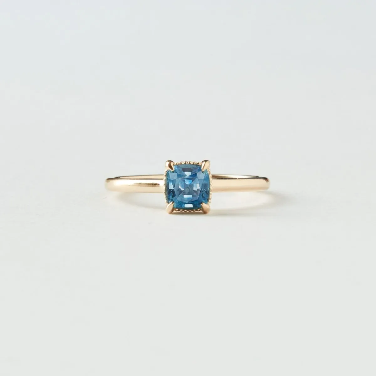 daydream bliss one-of-a-kind ring - 14k yellow gold, cushion cut blue sapphire