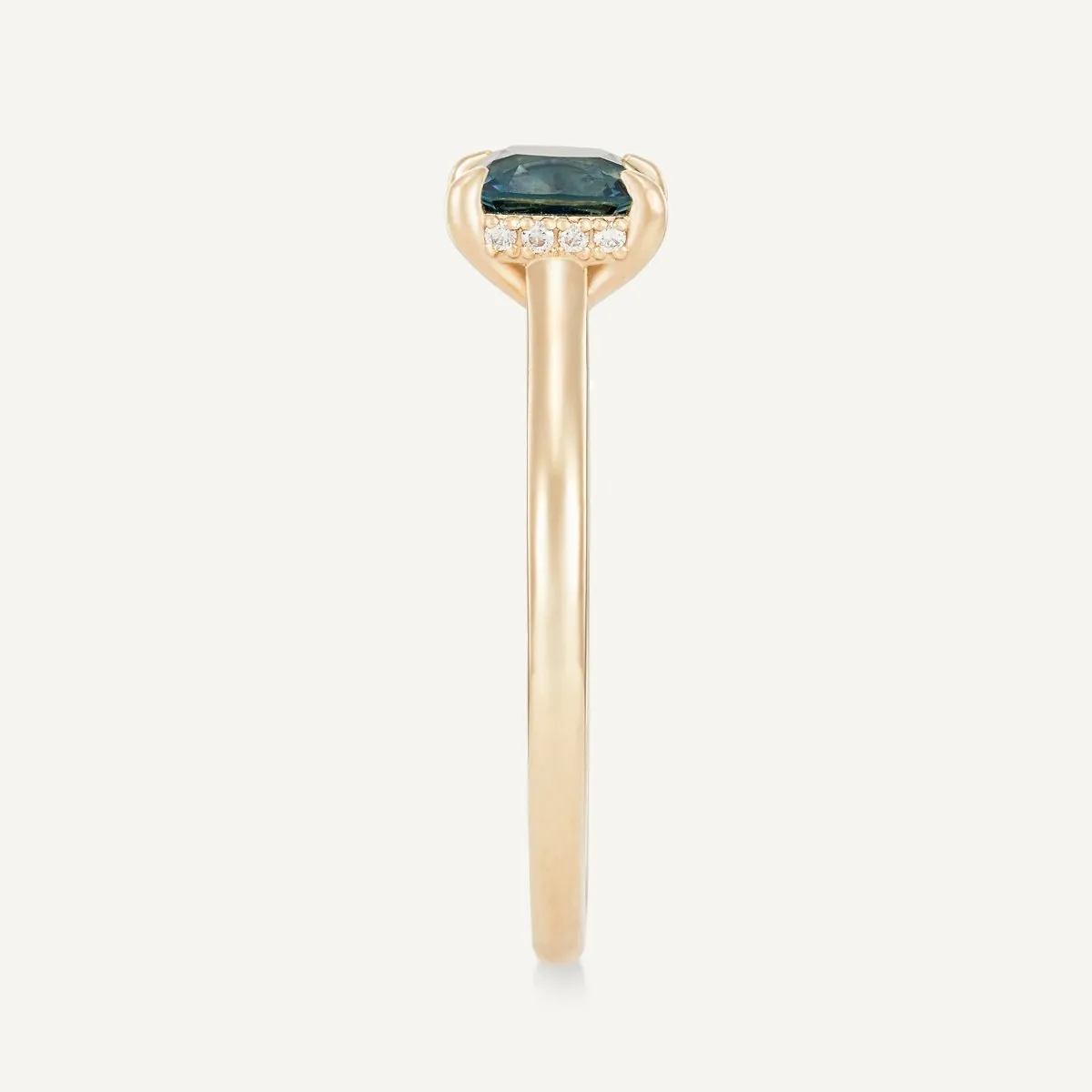 daydream bliss one-of-a-kind ring - 14k yellow gold, cushion cut blue sapphire