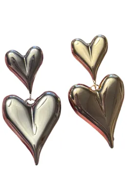 Double Heart Post Earrings