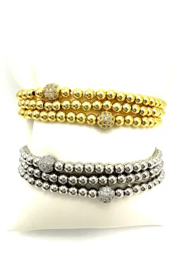 Double Single CZ Ball Stack