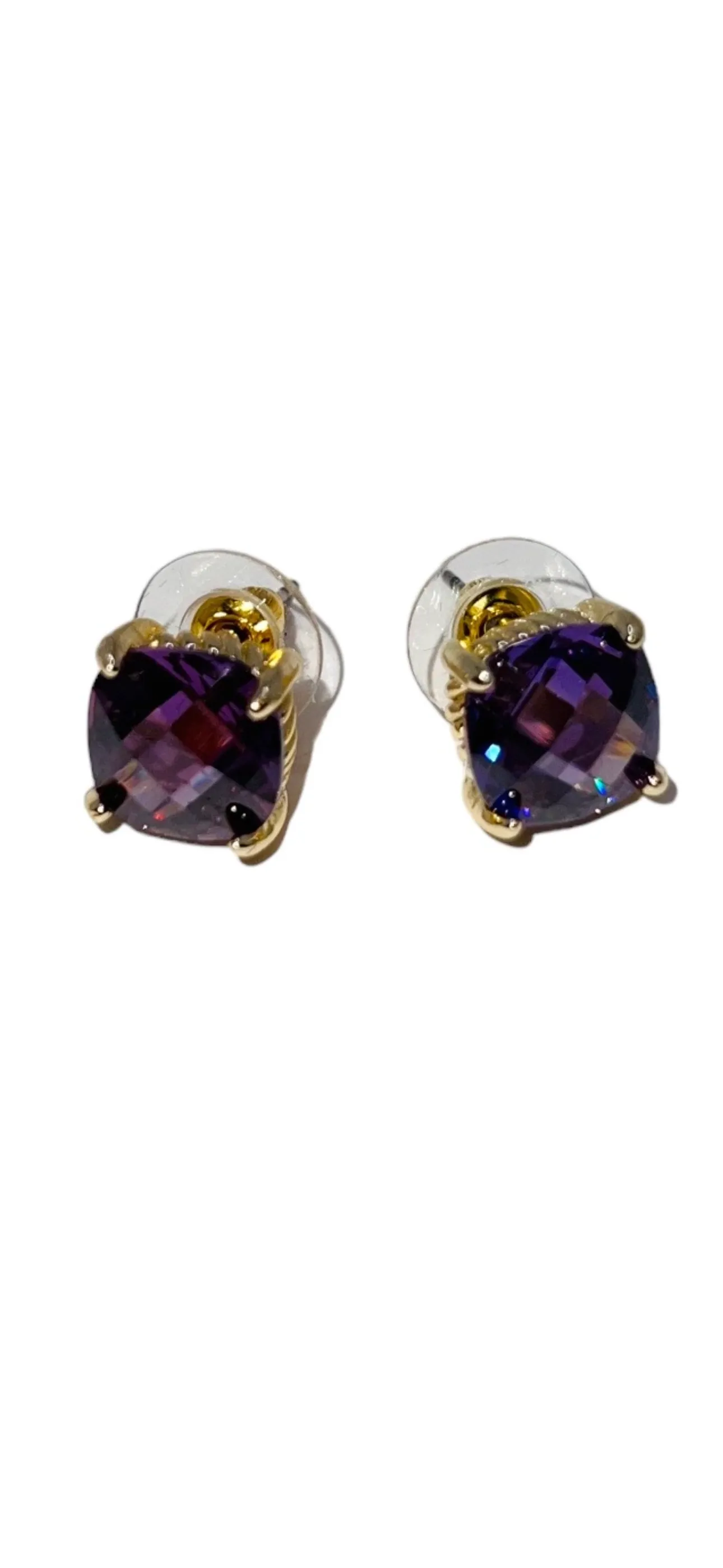 Faceted Stone Stud Earrings
