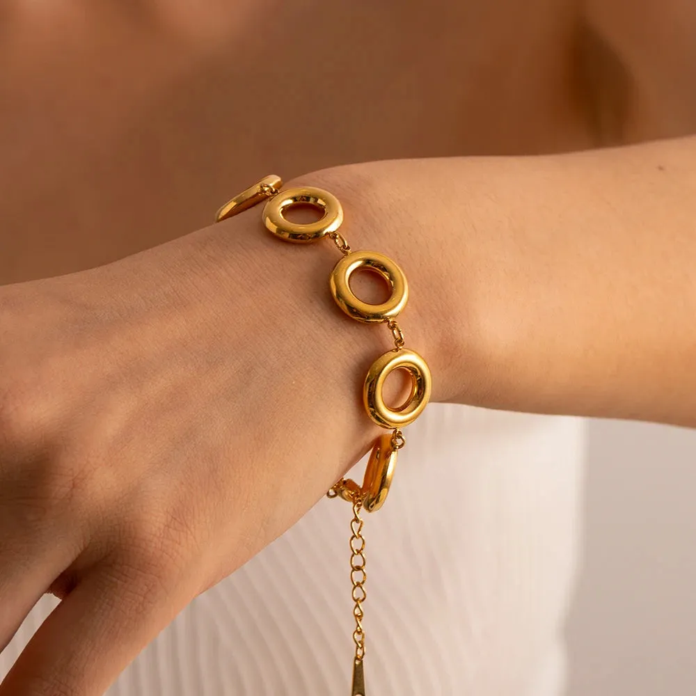 Gold Color Doughnut Round Chain Bracelet