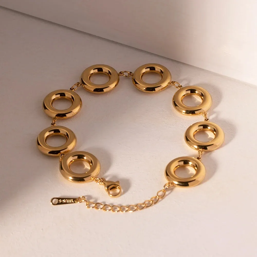 Gold Color Doughnut Round Chain Bracelet