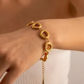 Gold Color Doughnut Round Chain Bracelet