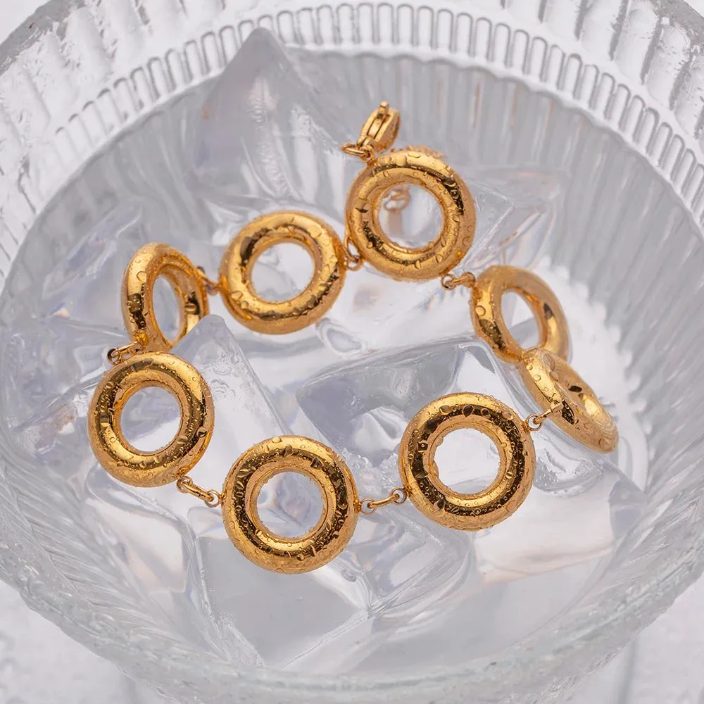Gold Color Doughnut Round Chain Bracelet
