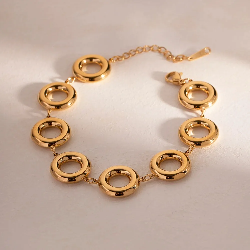 Gold Color Doughnut Round Chain Bracelet
