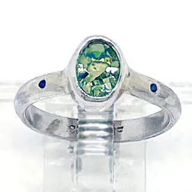 Green Amethyst & Diamond Ring (size 5)