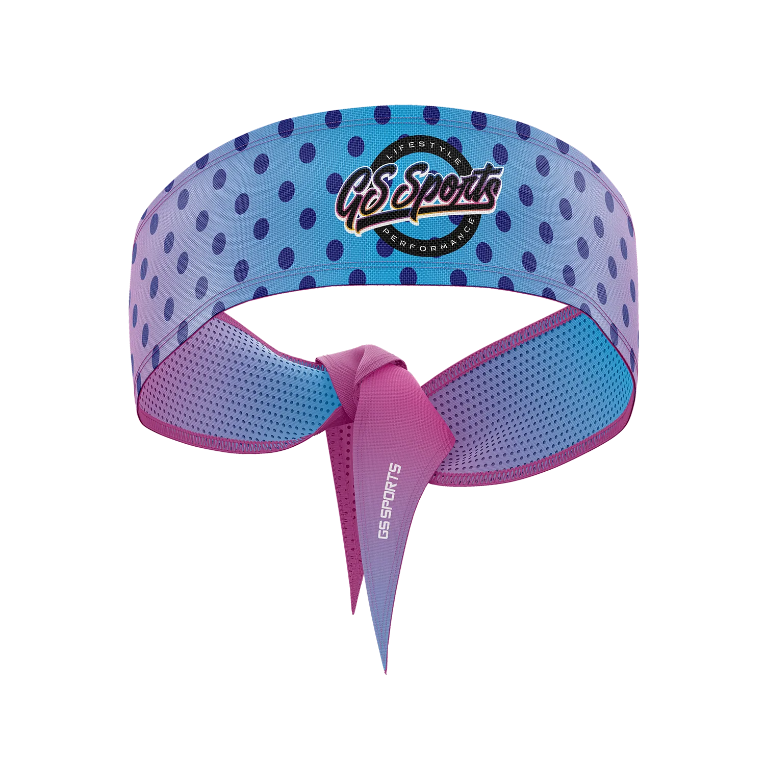 GS Sports Tied Headband - Rainbow Polka Dots