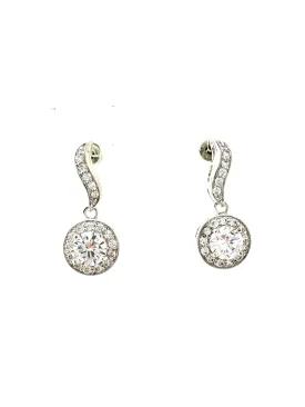 Halo CZ Drop Earrings