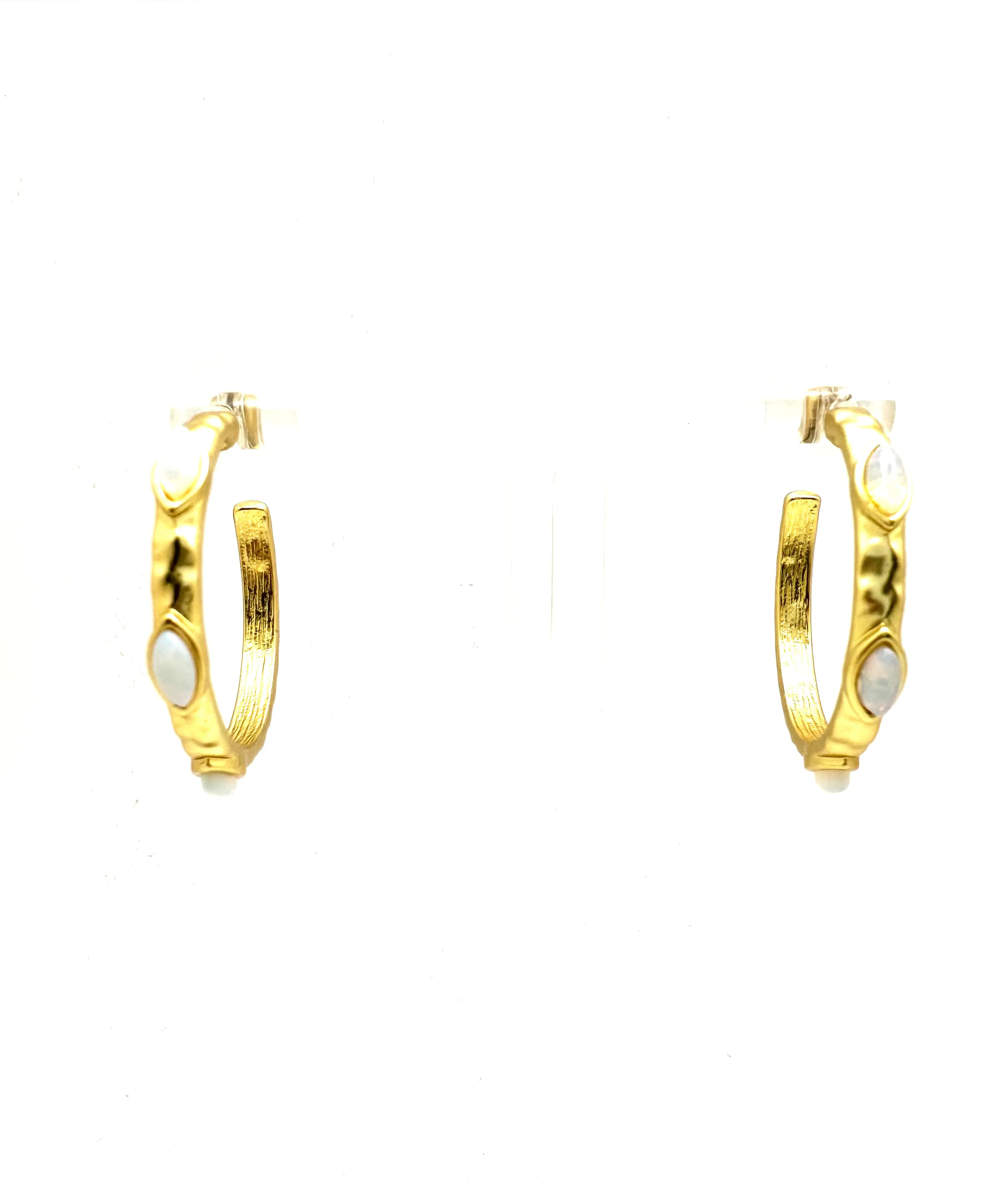 Hammered Stone Hoops