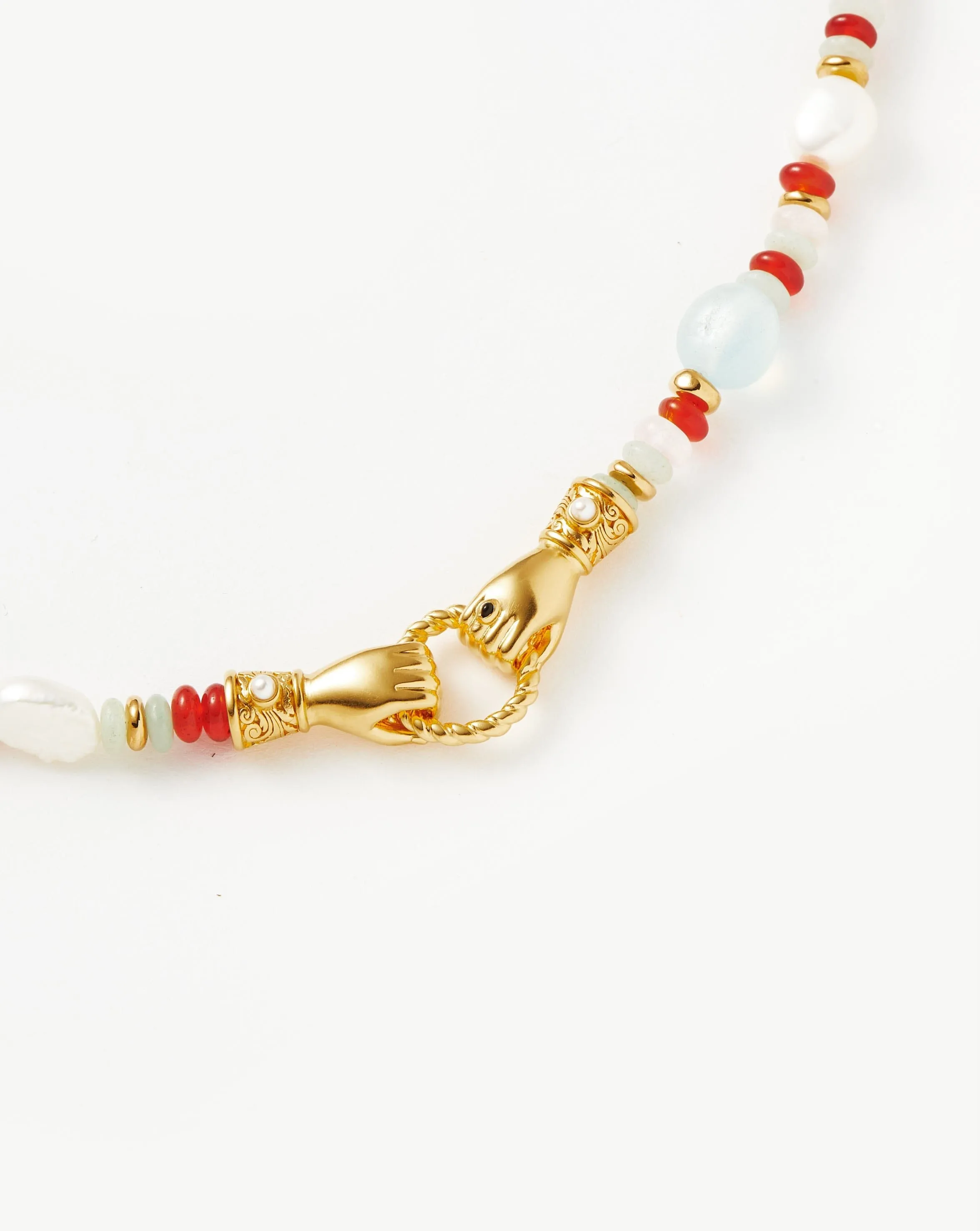 Harris Reed In Good Hands Beaded Gemstone Bracelet | 18ct Gold Plated/Multi Gemstone & Pearl