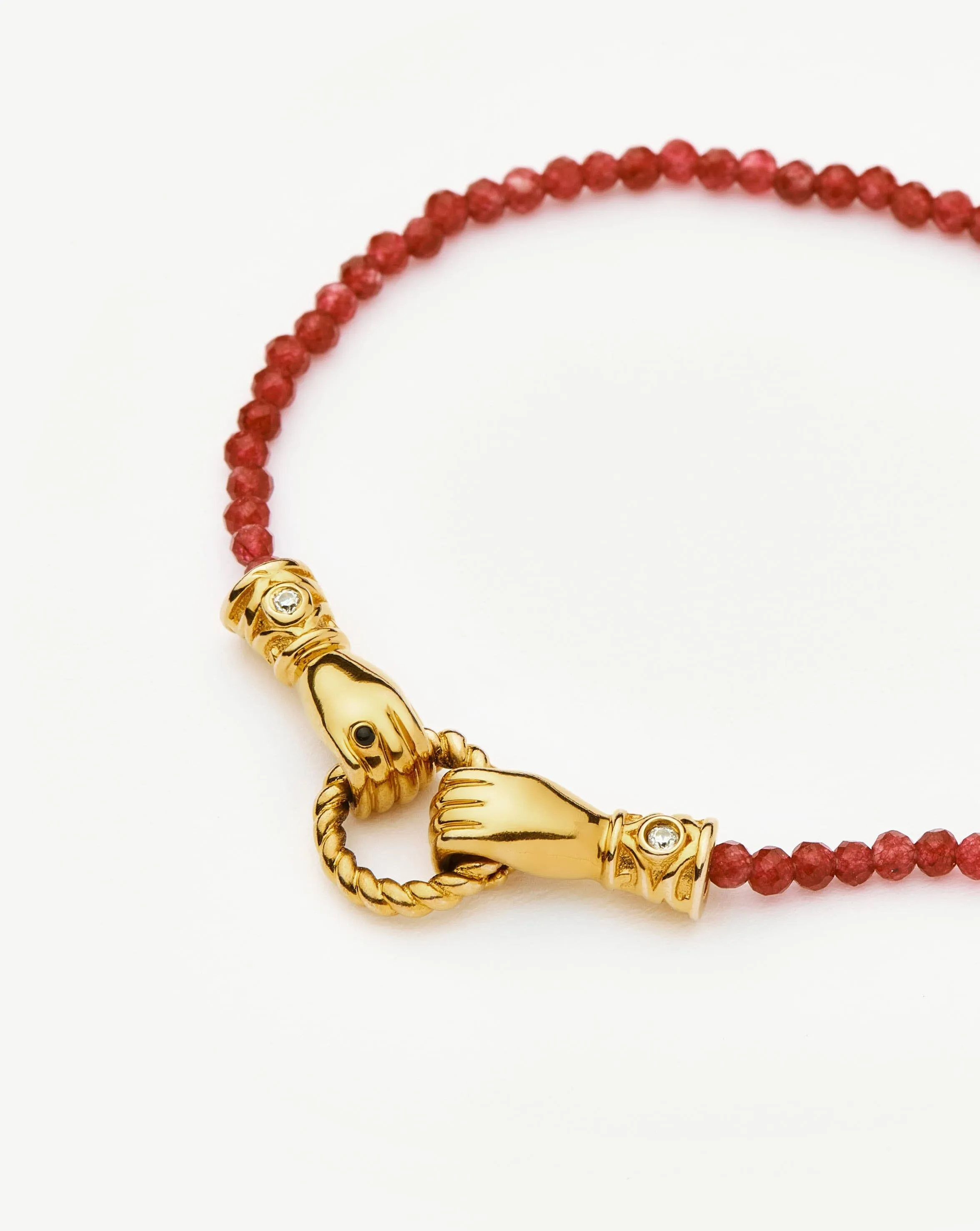 Exquisite Harris Reed 18k Gold Plated Gemstone Slider Bracelet with Red Quartz