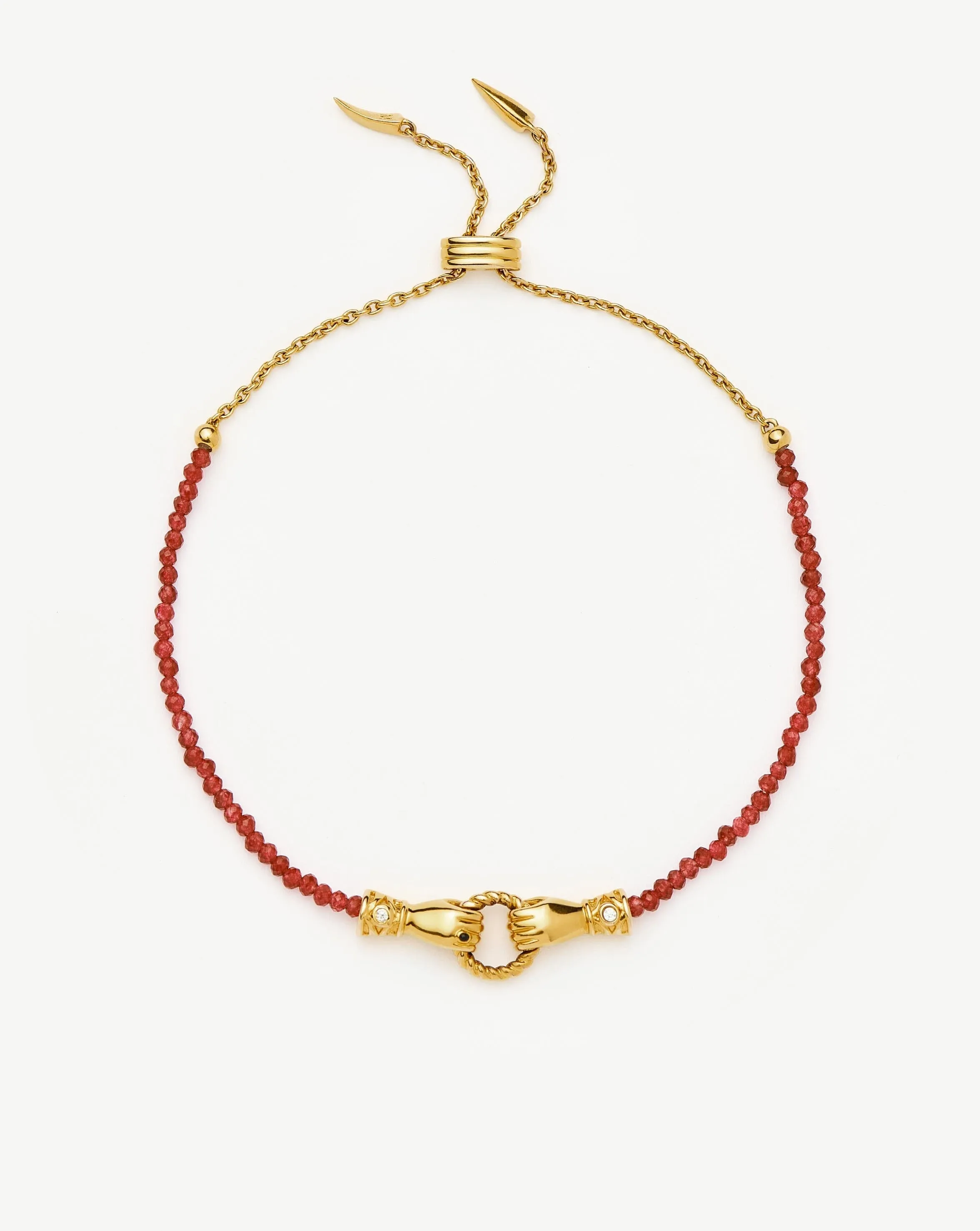 Exquisite Harris Reed 18k Gold Plated Gemstone Slider Bracelet with Red Quartz