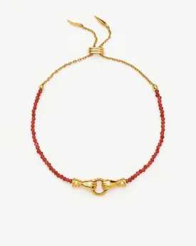 Exquisite Harris Reed 18k Gold Plated Gemstone Slider Bracelet with Red Quartz