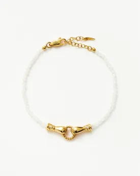 Harris Reed In Good Hands Mini Beaded Gemstone Bracelet | 18k Gold Plated/Rainbow Moonstone