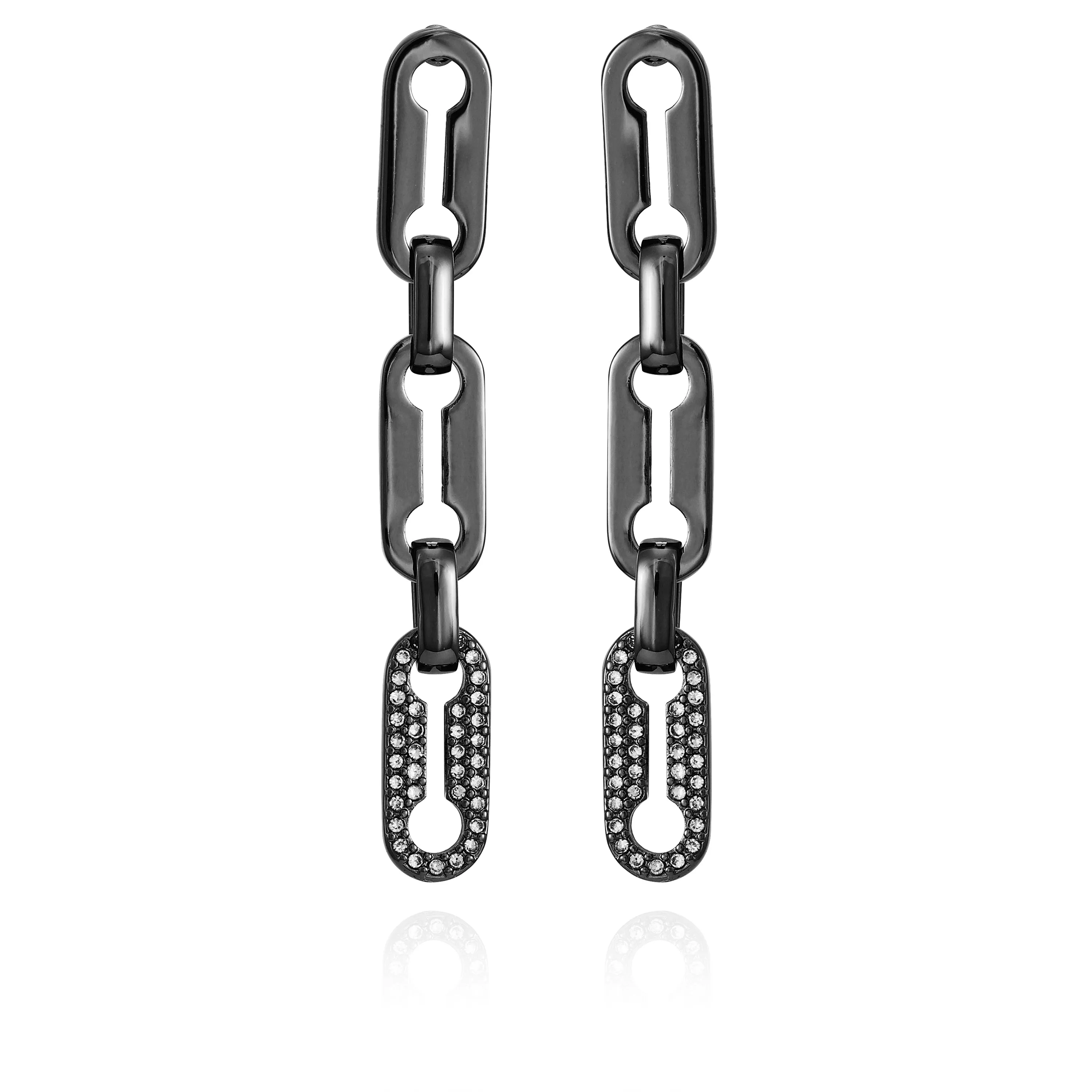 Hematite Link Dangle Drop Earrings