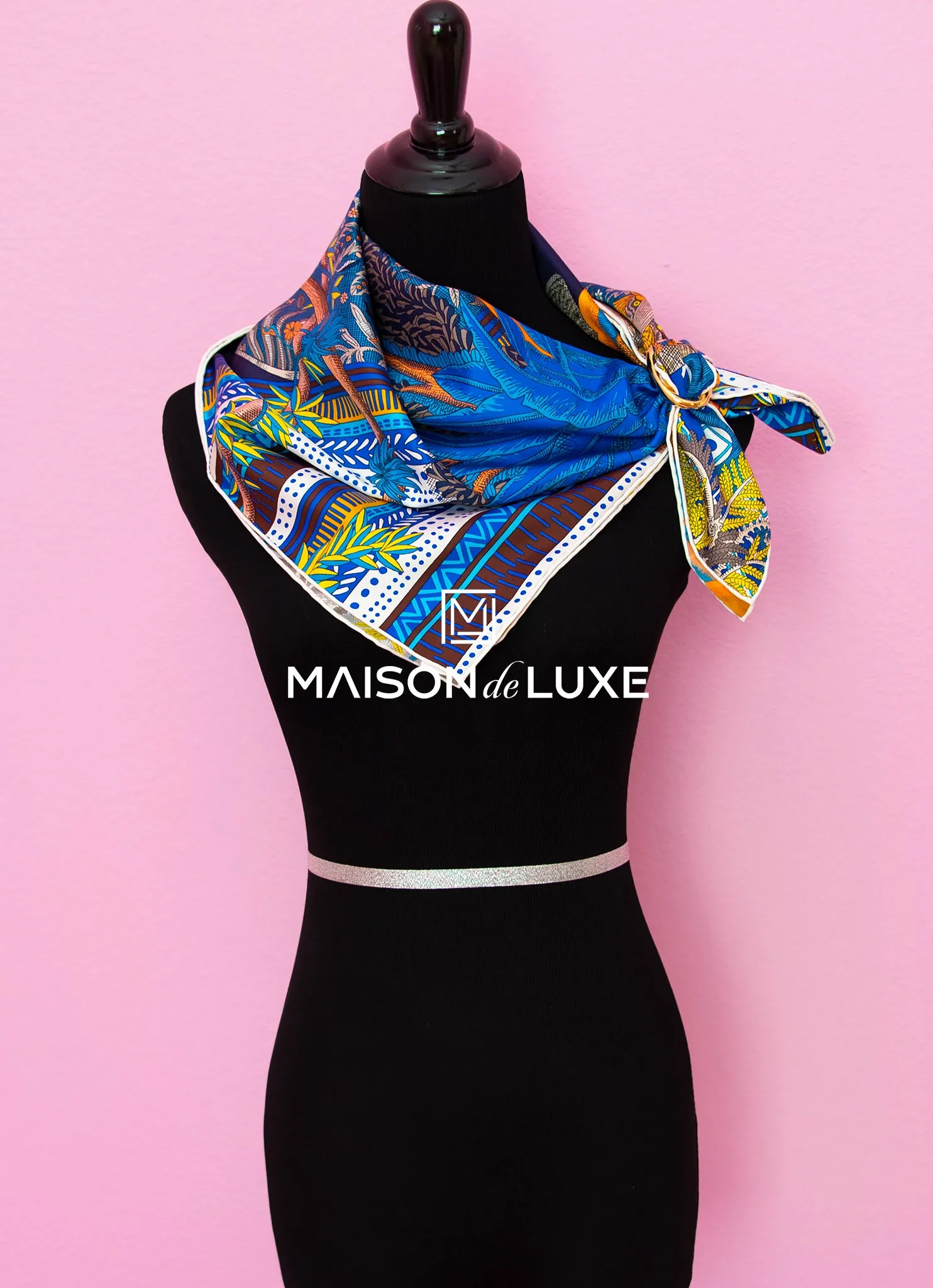Hermes "Acte III, Scene I, La Clairiere" Marine Twill Silk 90 cm Scarf