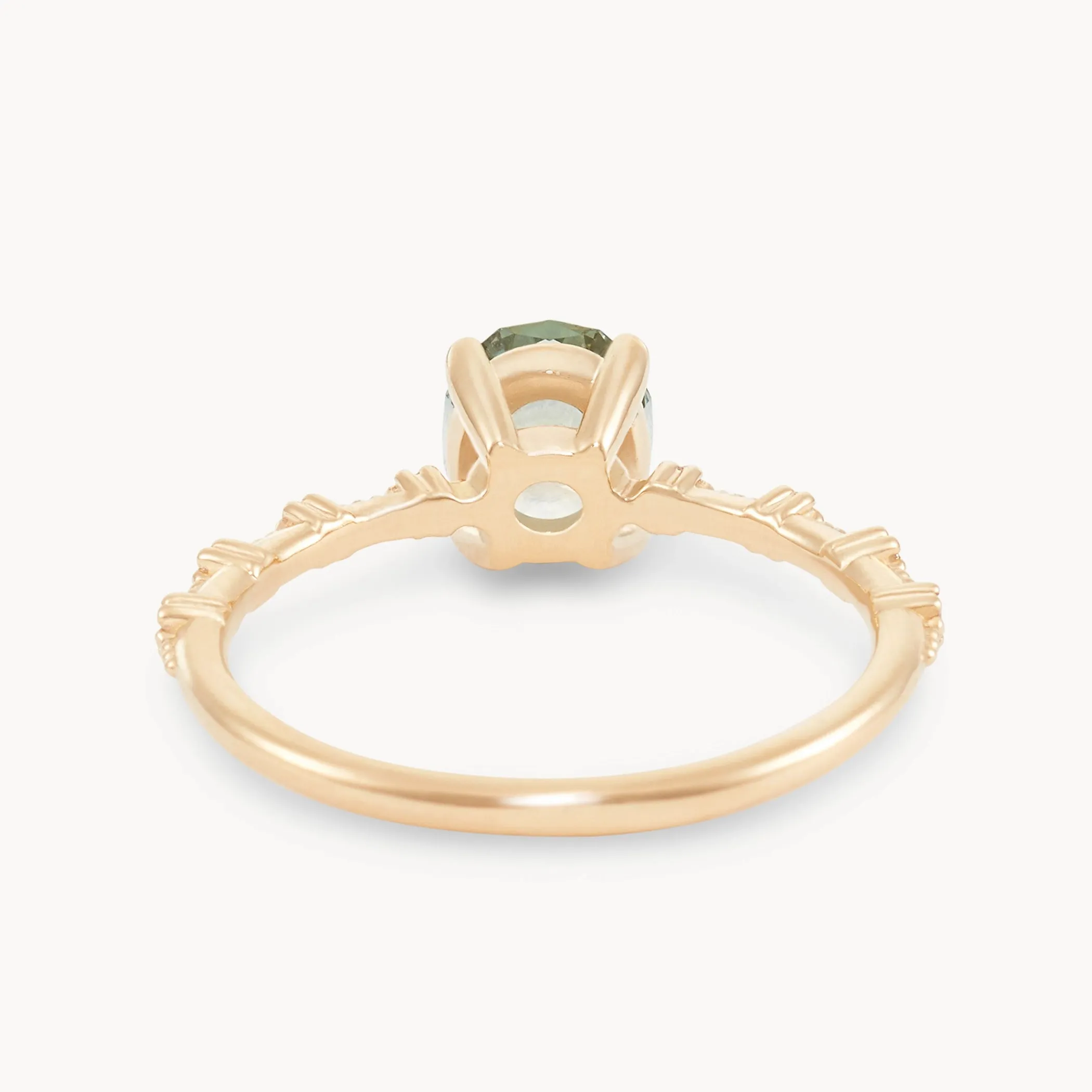infinite journey one-of-a-kind ring - 14k yellow gold ring, pale mint green oval sapphire