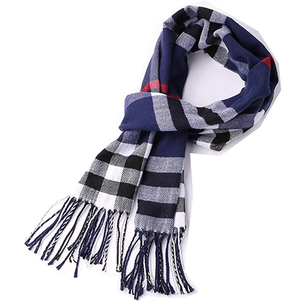 Men's Scarves Classic Arrival Winter Plaid Scarf Tassel Edge