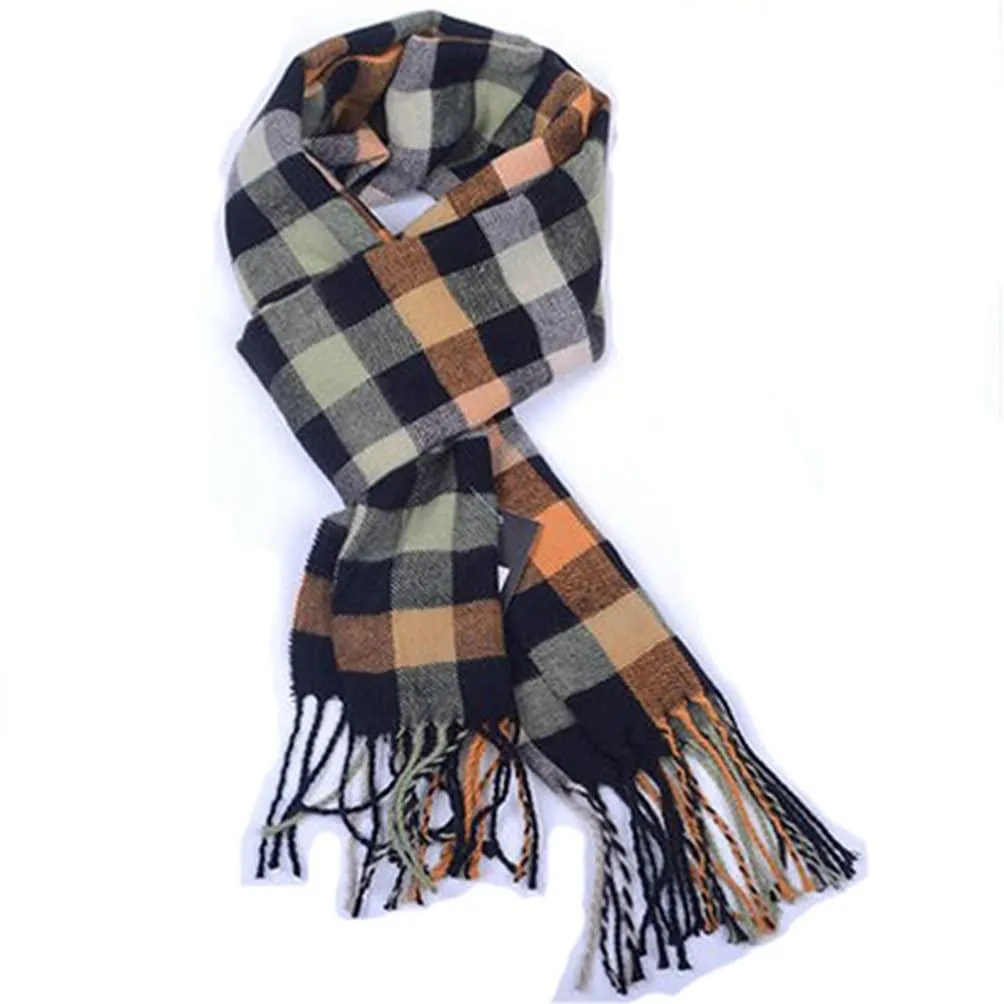 Men's Scarves Classic Arrival Winter Plaid Scarf Tassel Edge