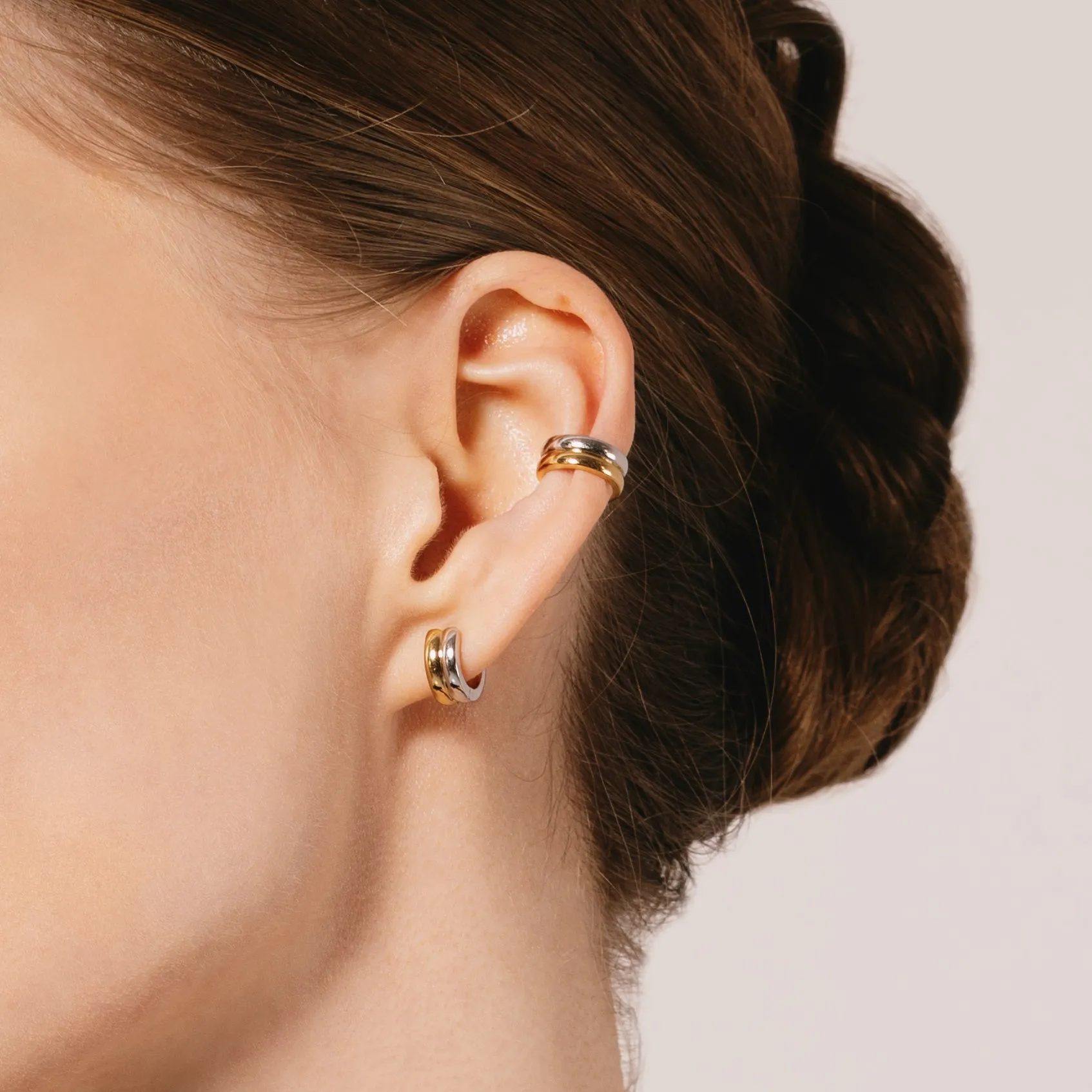 Mixed Metal Bold Hoop Earrings