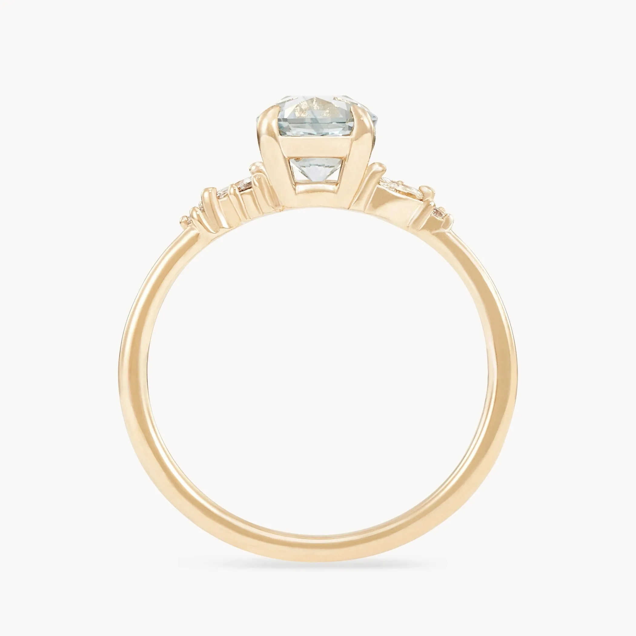 mystic love one-of-a-kind ring - 14k yellow gold ring, icy blue oval sapphire