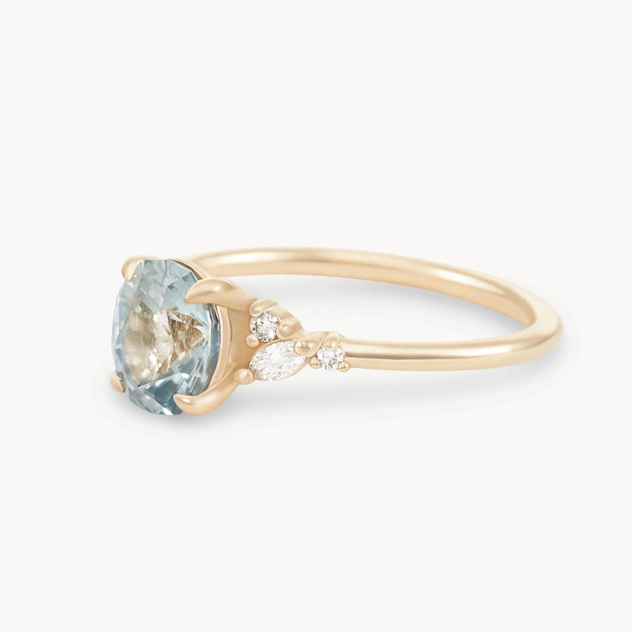 mystic love one-of-a-kind ring - 14k yellow gold ring, icy blue oval sapphire