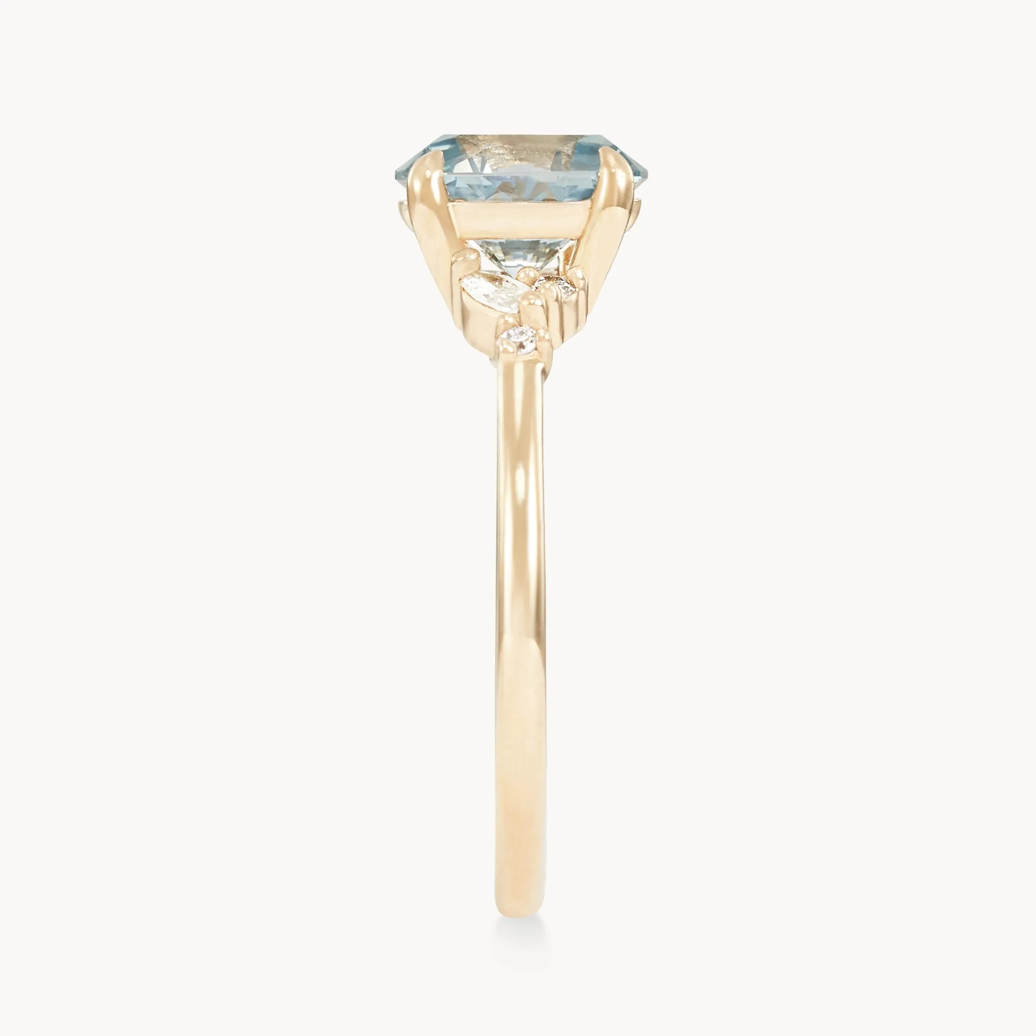 mystic love one-of-a-kind ring - 14k yellow gold ring, icy blue oval sapphire