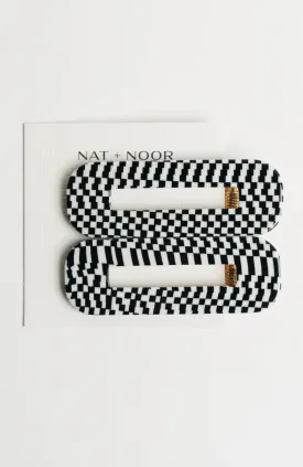 Nat   Noor - Tortoise Duo Clips Black & White Checkered