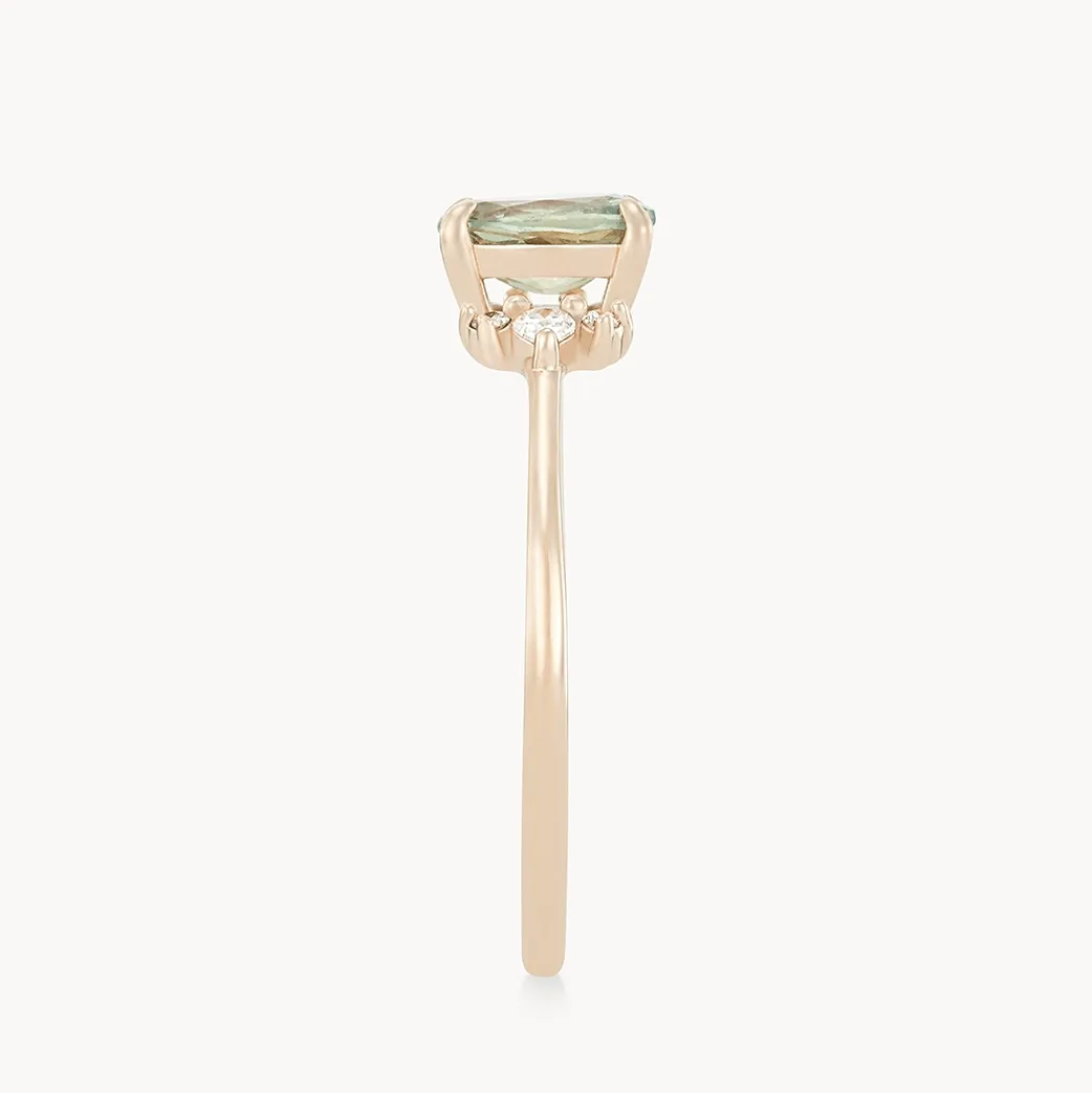 orbit of love one-of-a-kind - 14k yellow gold ring, green sapphire