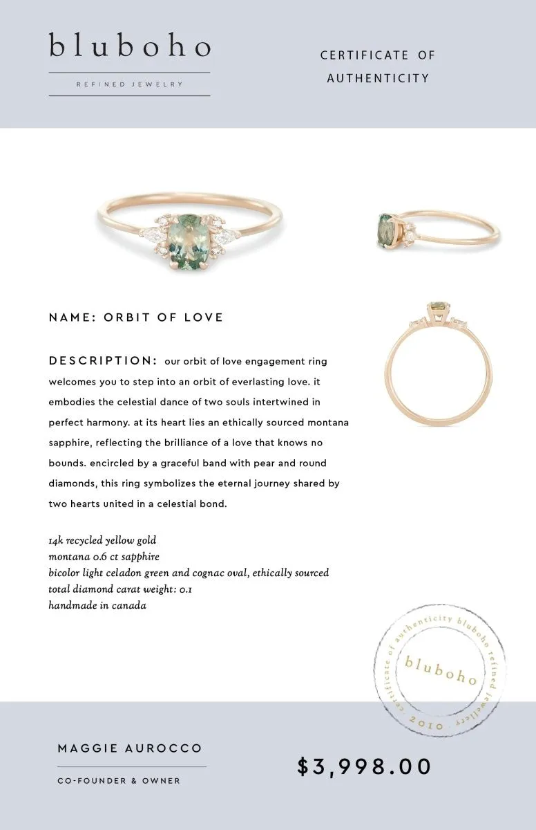 orbit of love one-of-a-kind - 14k yellow gold ring, green sapphire