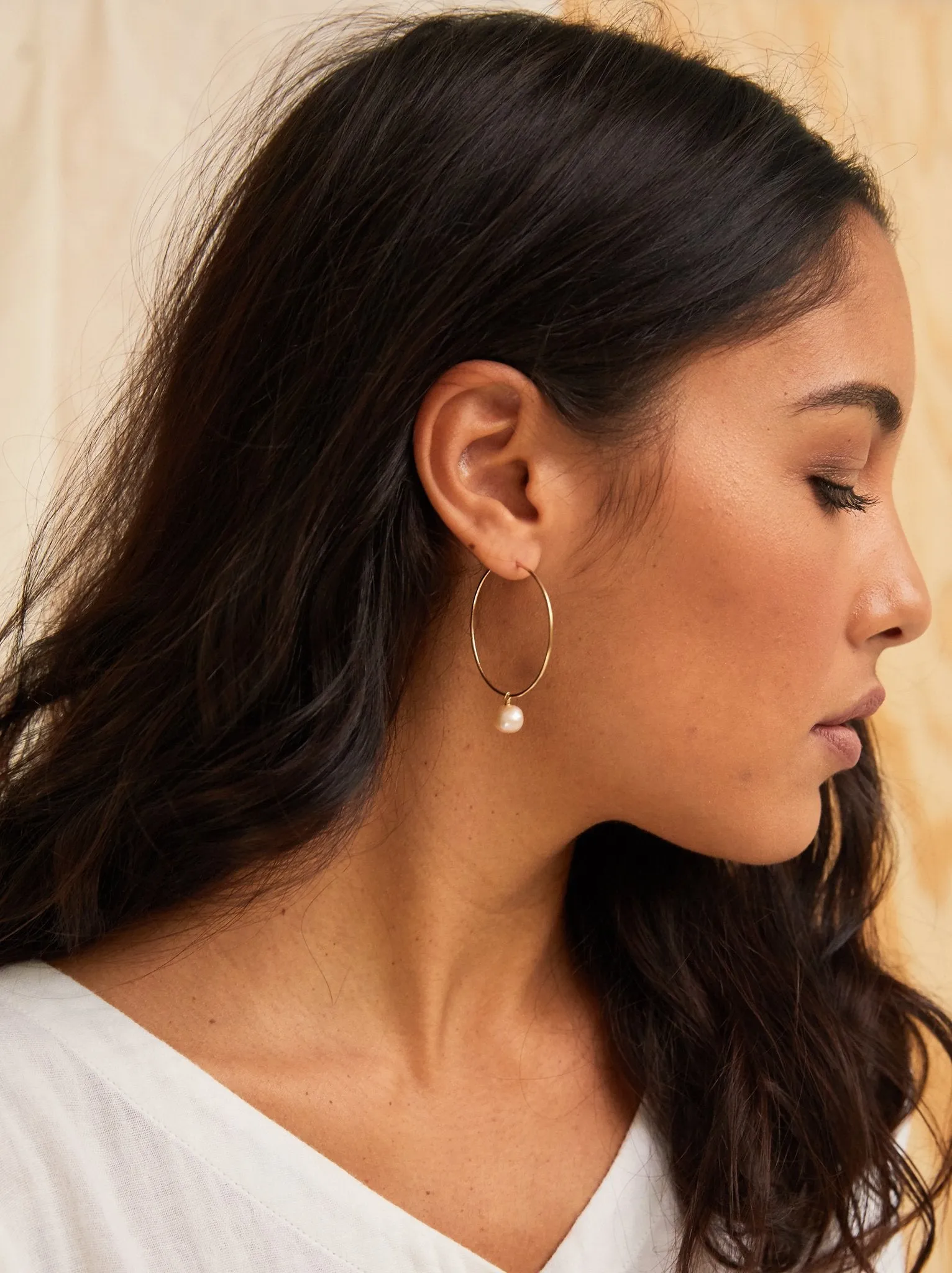 Pearl Adornment Hoop Earring